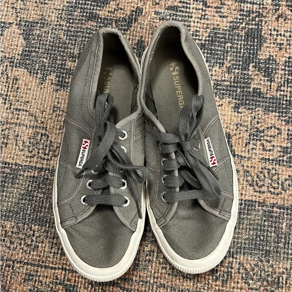 Superga Grey lace up low top canvas sneaker womens size 7.5